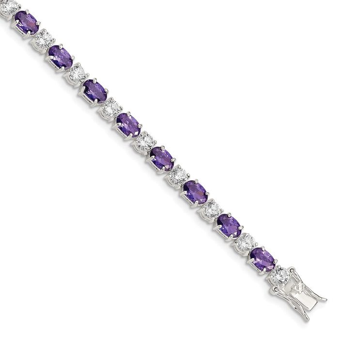 Buy Exclusive Rhodium-Plated Sterling Silver Bracelet with CZ Stones - Stylish Value!-1
