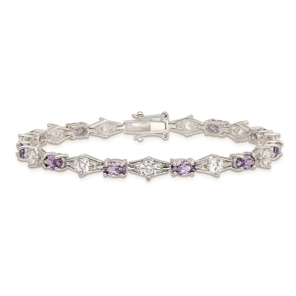 Shop Exclusive Rhodium-Plated Sterling Silver Bracelet with CZ Stones - Stylish & Affordable!