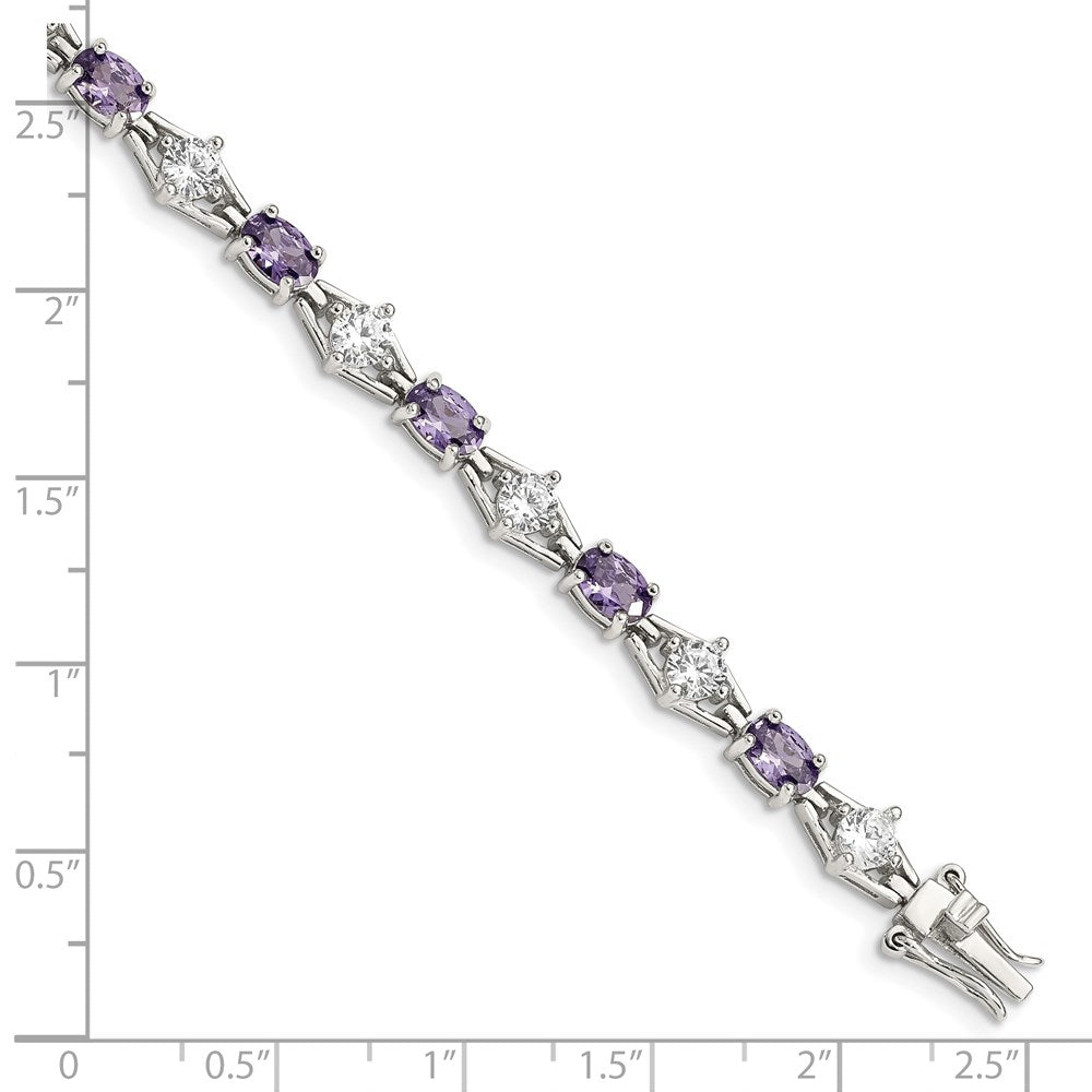 Shop Exclusive Rhodium-Plated Sterling Silver Bracelet with CZ Stones - Stylish & Affordable!