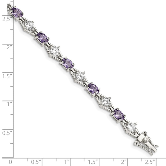 Shop Exclusive Rhodium-Plated Sterling Silver Bracelet with CZ Stones - Stylish & Affordable!-3