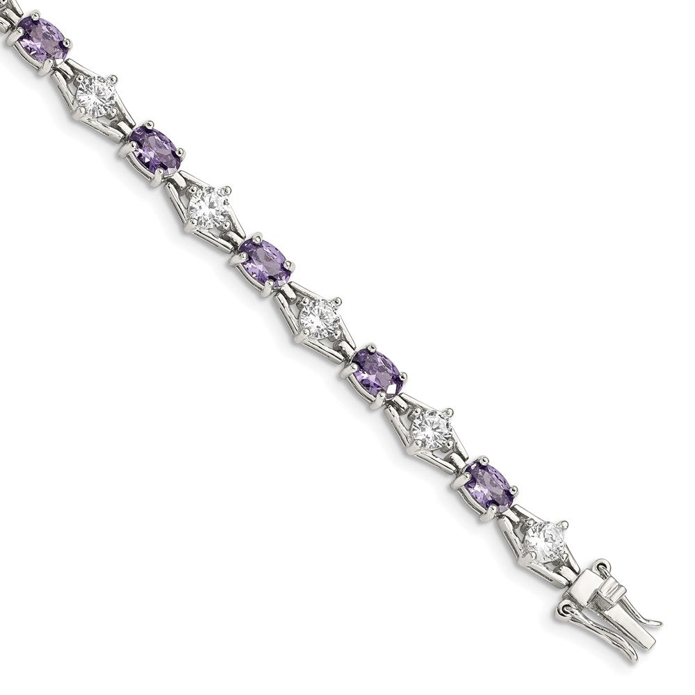 Shop Exclusive Rhodium-Plated Sterling Silver Bracelet with CZ Stones - Stylish & Affordable!