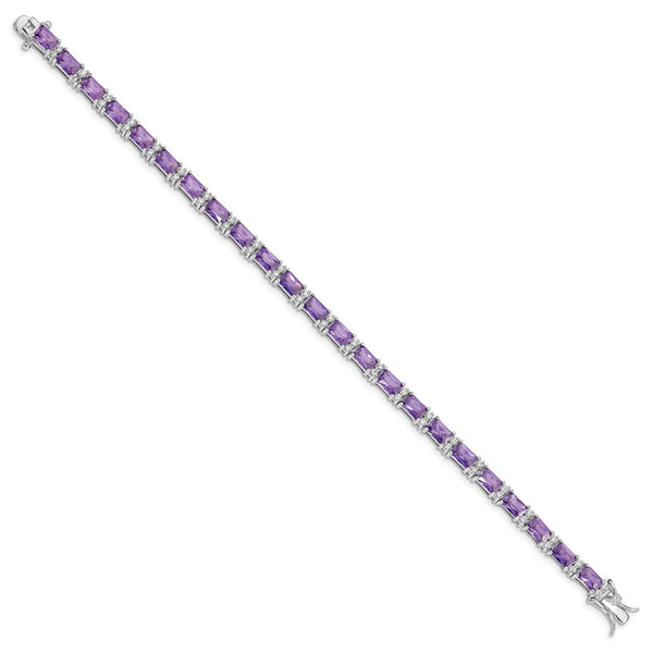 Rhodium-Plated Sterling Silver Bracelet with CZ Stones - Style GR1-1019345