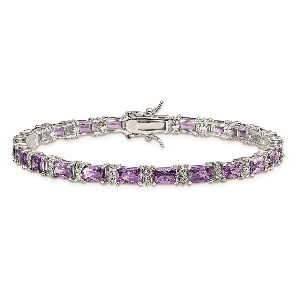 Shop Stylish Rhodium-Plated Sterling Silver Bracelet with CZ Stones - Affordable Luxury