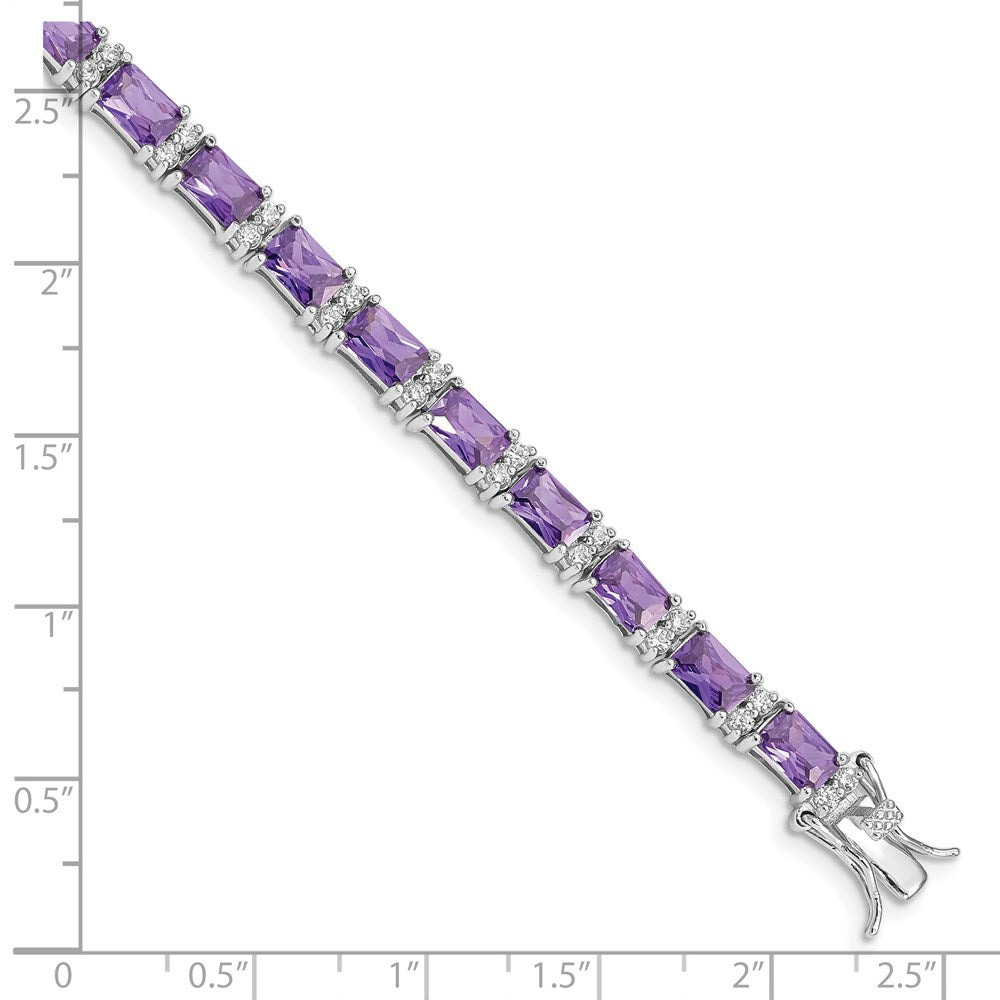 Shop Stylish Rhodium-Plated Sterling Silver Bracelet with CZ Stones - Affordable Luxury