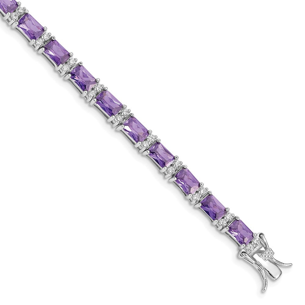 Shop Stylish Rhodium-Plated Sterling Silver Bracelet with CZ Stones - Affordable Luxury