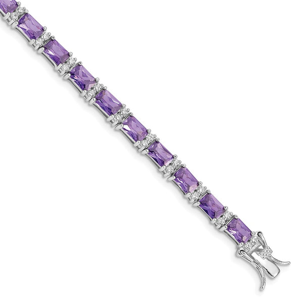 Rhodium-Plated Sterling Silver Bracelet with CZ Stones - Style GR1-1019345
