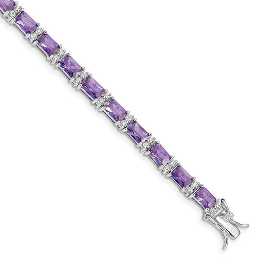 Shop Stylish Rhodium-Plated Sterling Silver Bracelet with CZ Stones - Affordable Luxury
