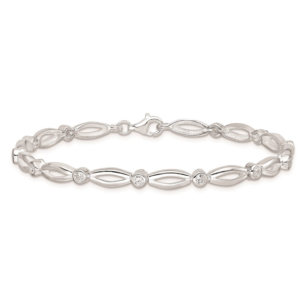 Shop Stylish 7-Inch Rhodium-Plated Sterling Silver CZ Bracelet - Luxury Value!