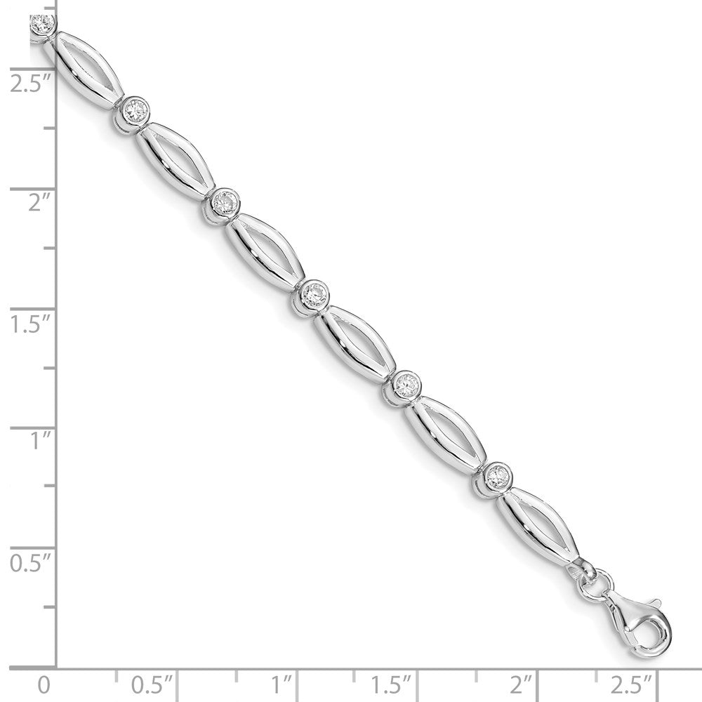 Shop Stylish 7-Inch Rhodium-Plated Sterling Silver CZ Bracelet - Luxury Value!