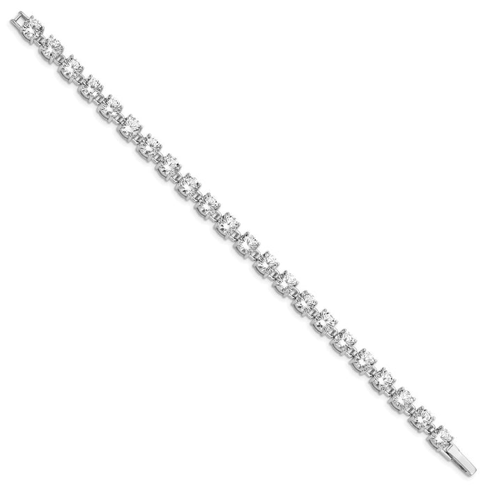 Buy Stylish Rhodium-Plated Sterling Silver CZ Tennis Bracelet - 7.5" Length-2
