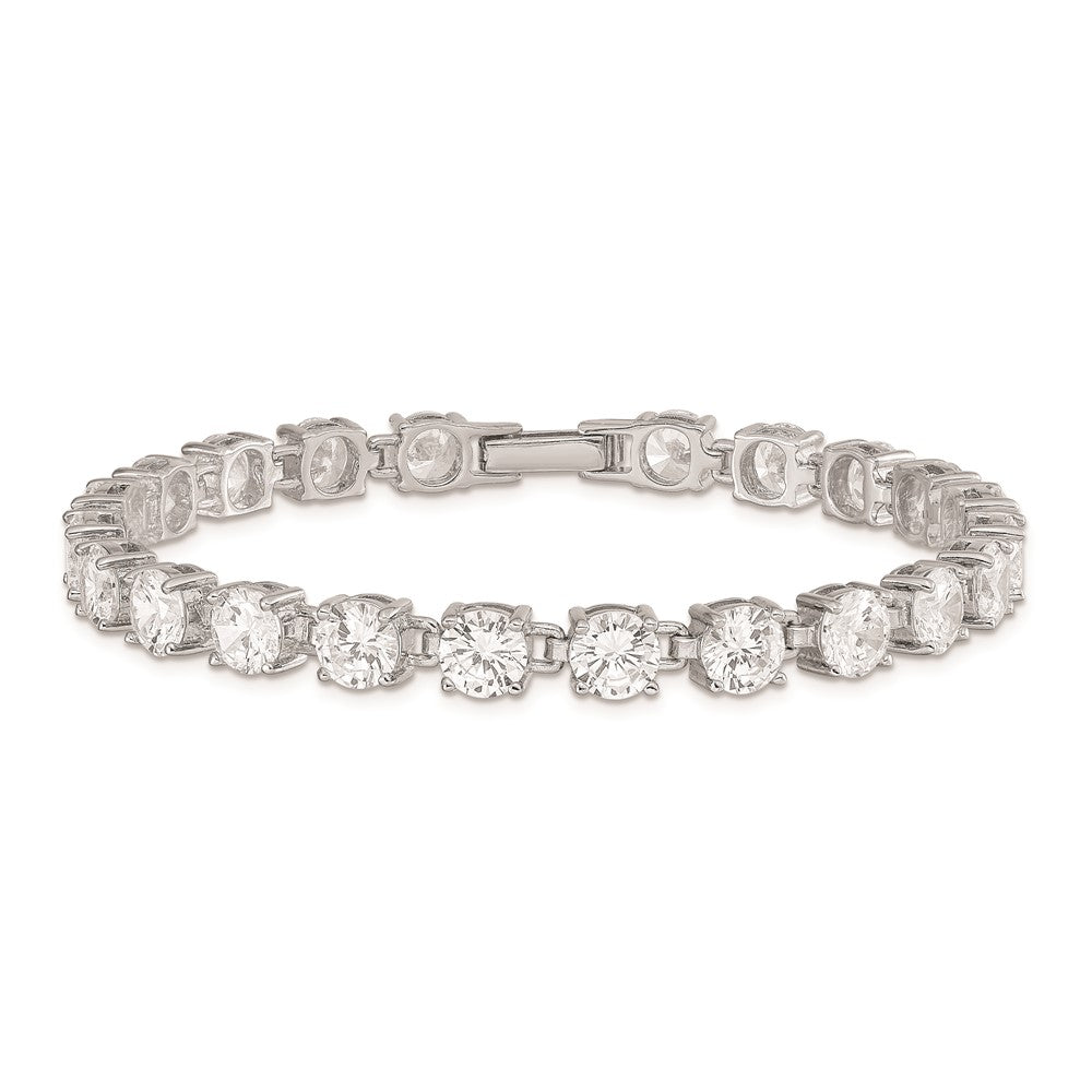 Buy Stylish Rhodium-Plated Sterling Silver CZ Tennis Bracelet - 7.5" Length