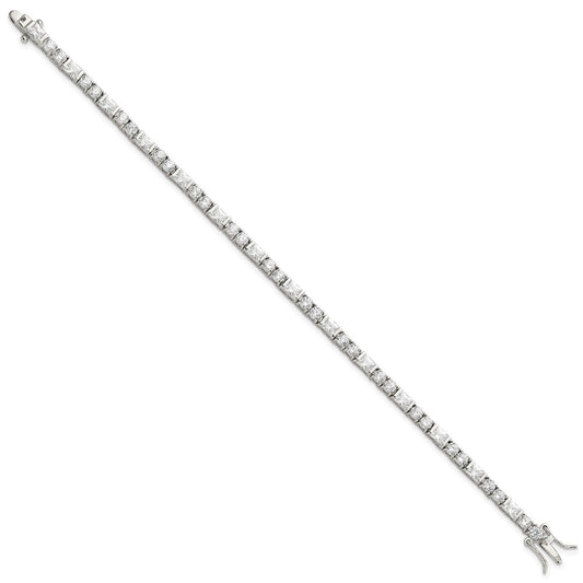Buy Stylish Rhodium-Plated Sterling Silver CZ Tennis Bracelet - Affordable Luxury!