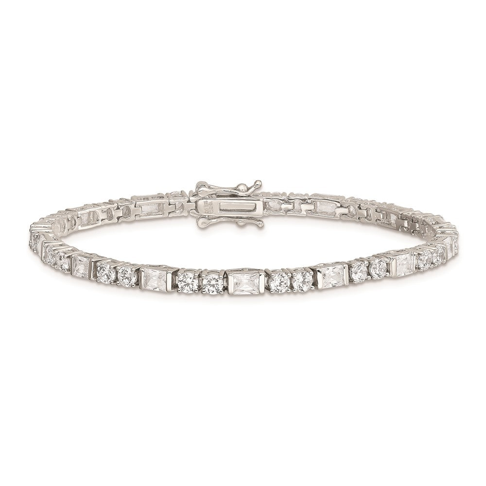 Buy Stylish Rhodium-Plated Sterling Silver CZ Tennis Bracelet - Affordable Luxury!