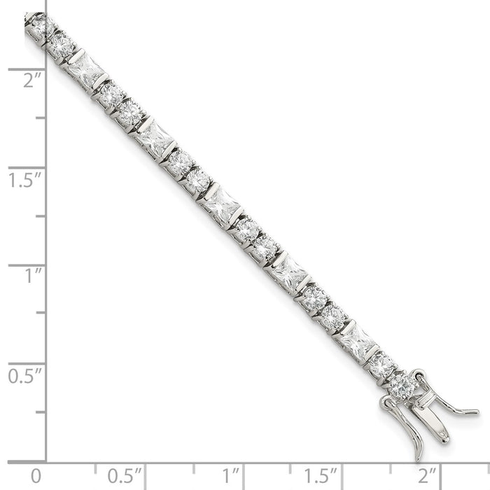 Buy Stylish Rhodium-Plated Sterling Silver CZ Tennis Bracelet - Affordable Luxury!-3