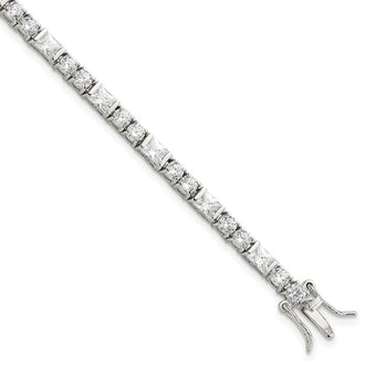 Buy Stylish Rhodium-Plated Sterling Silver CZ Tennis Bracelet - Affordable Luxury!
