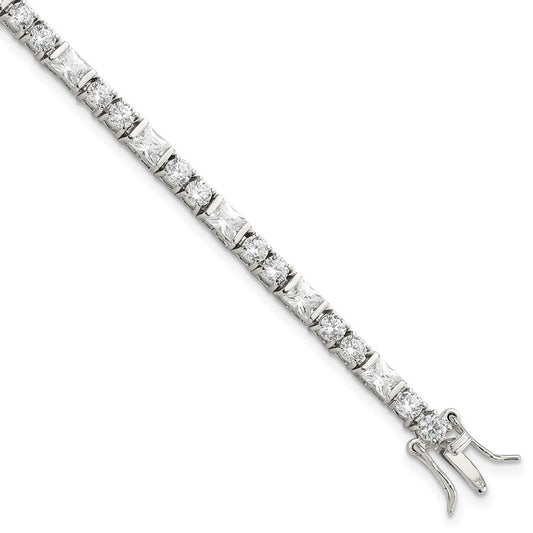 Buy Stylish Rhodium-Plated Sterling Silver CZ Tennis Bracelet - Affordable Luxury!