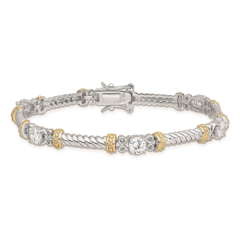 Shop Stylish Rhodium-Plated Sterling Silver & Vermeil CZ Bracelet - 7" Length