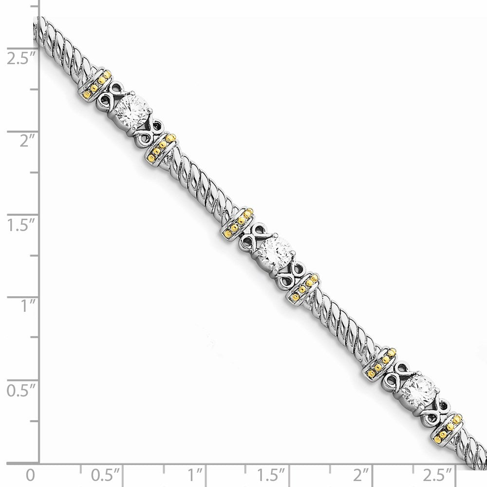 Shop Stylish Rhodium-Plated Sterling Silver & Vermeil CZ Bracelet - 7" Length