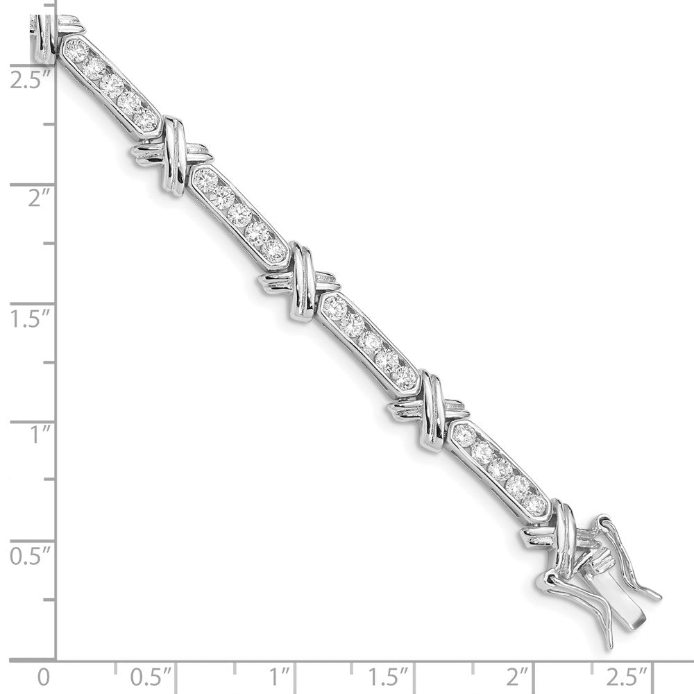 Shop Stylish Rhodium-Plated Sterling Silver CZ X Bracelet - 7.5in, Affordable Price!