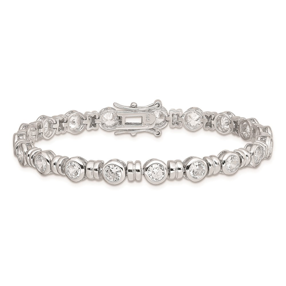 Exclusive Rhodium-Plated Sterling Silver Bracelet with Cubic Zirconia - Stylish Value