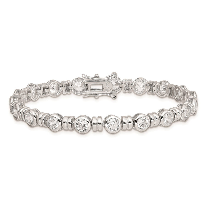 Exclusive Rhodium-Plated Sterling Silver Bracelet with Cubic Zirconia - Stylish Value-3