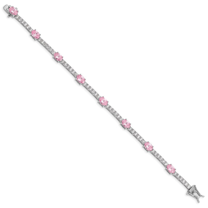 Buy Stylish Rhodium-Plated Sterling Silver Bracelet - 7-Inch with CZ Stones-2