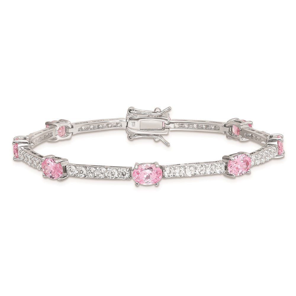 Buy Stylish Rhodium-Plated Sterling Silver Bracelet - 7-Inch with CZ Stones