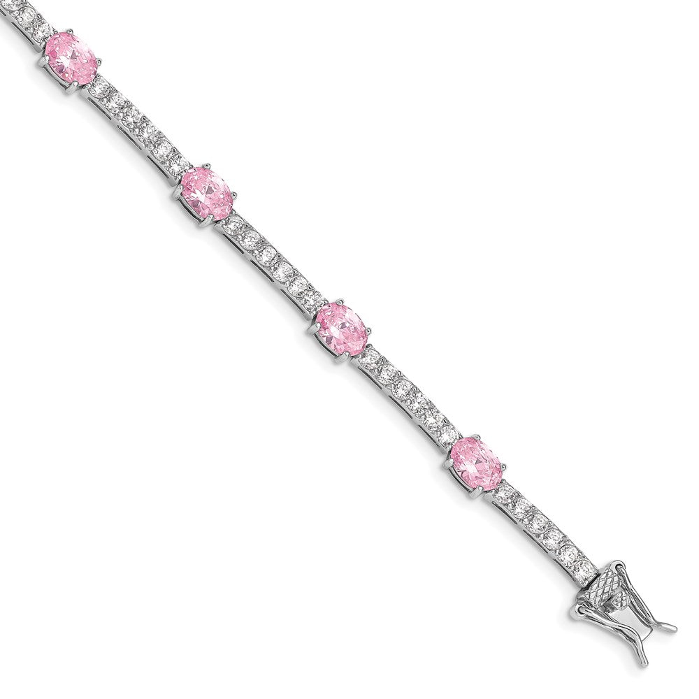 Buy Stylish Rhodium-Plated Sterling Silver Bracelet - 7-Inch with CZ Stones