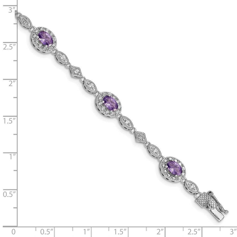 Exclusive Rhodium-Plated Sterling Silver Bracelet with CZ Accents, Stylish & Affordable