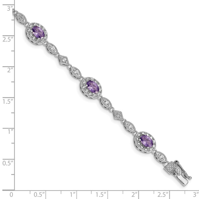 Exclusive Rhodium-Plated Sterling Silver Bracelet with CZ Accents, Stylish & Affordable-3