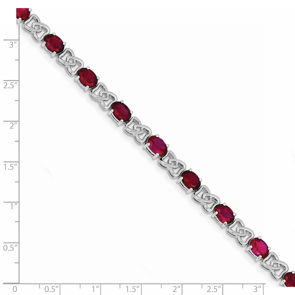 Shop Exclusive Rhodium-Plated Sterling Silver 7-Inch Bracelet with Red CZ Stones