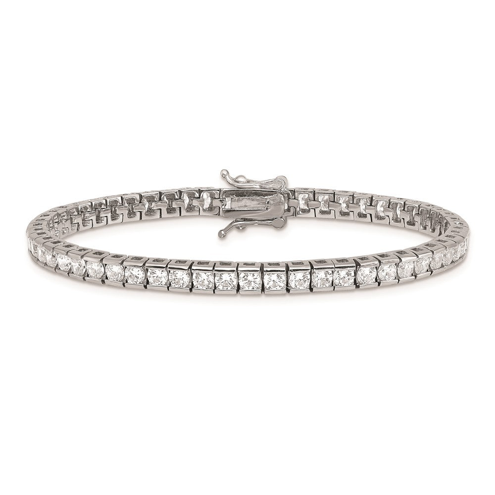Shop Exclusive 7-Inch Rhodium-Plated Sterling Silver Tennis Bracelet - Stylish Cubic Zirconia