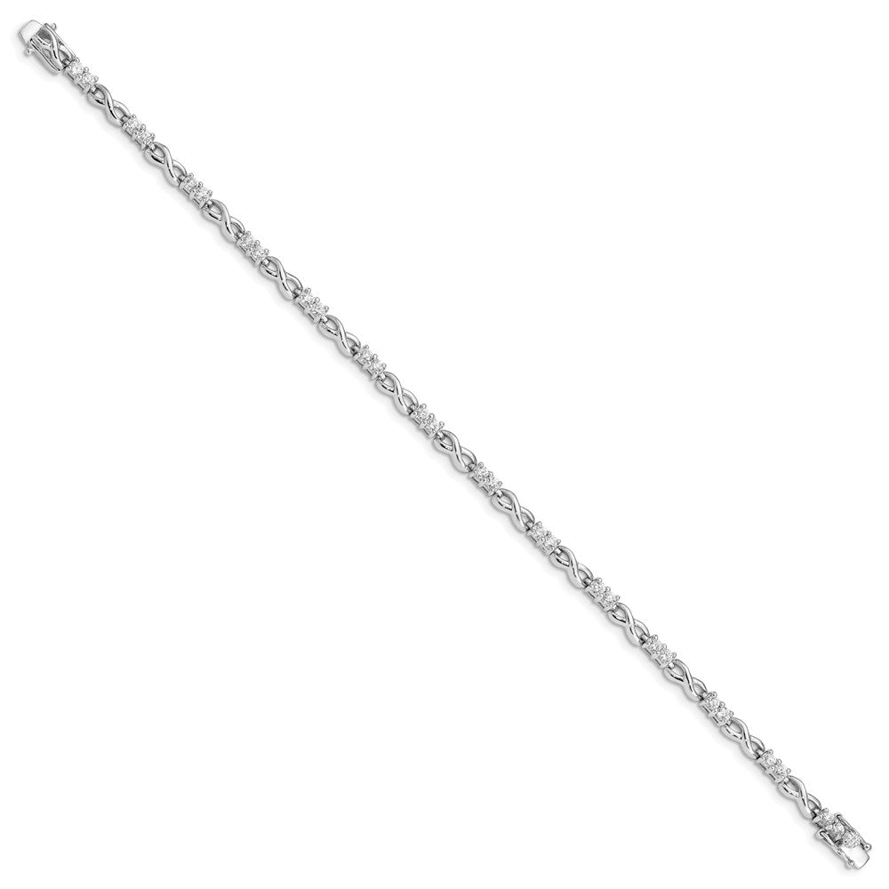 High-Quality Rhodium-Plated Sterling Silver Infinity Bracelet | Stylish CZ Value