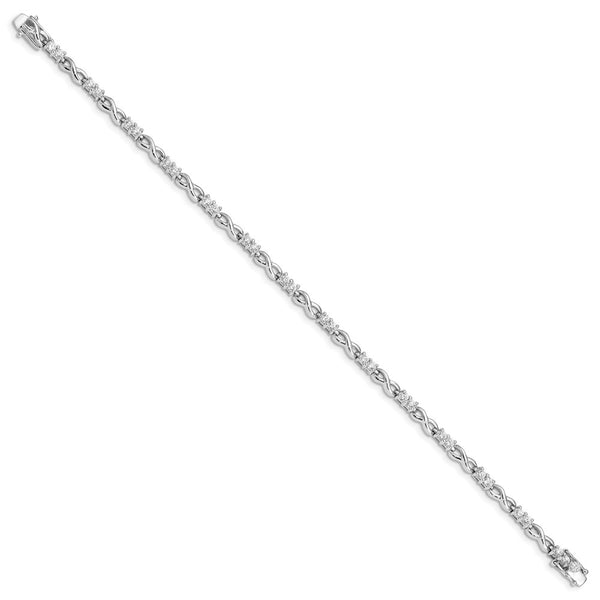 Rhodium-Plated Sterling Silver Infinity Bracelet - CZ