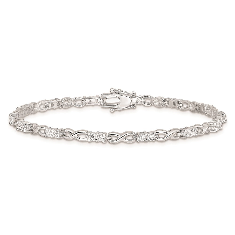 High-Quality Rhodium-Plated Sterling Silver Infinity Bracelet | Stylish CZ Value