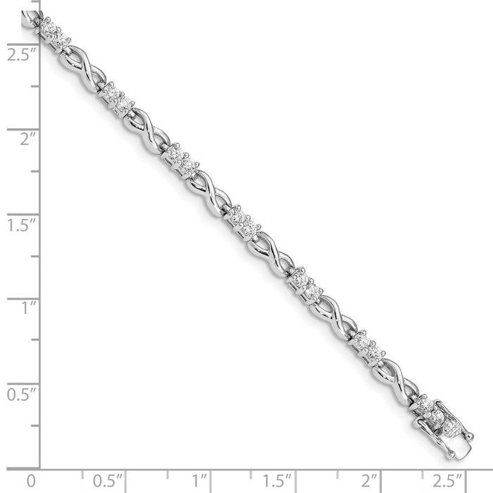 High-Quality Rhodium-Plated Sterling Silver Infinity Bracelet | Stylish CZ Value-4