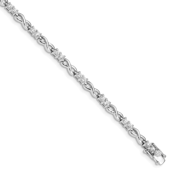 Rhodium-Plated Sterling Silver Infinity Bracelet - CZ