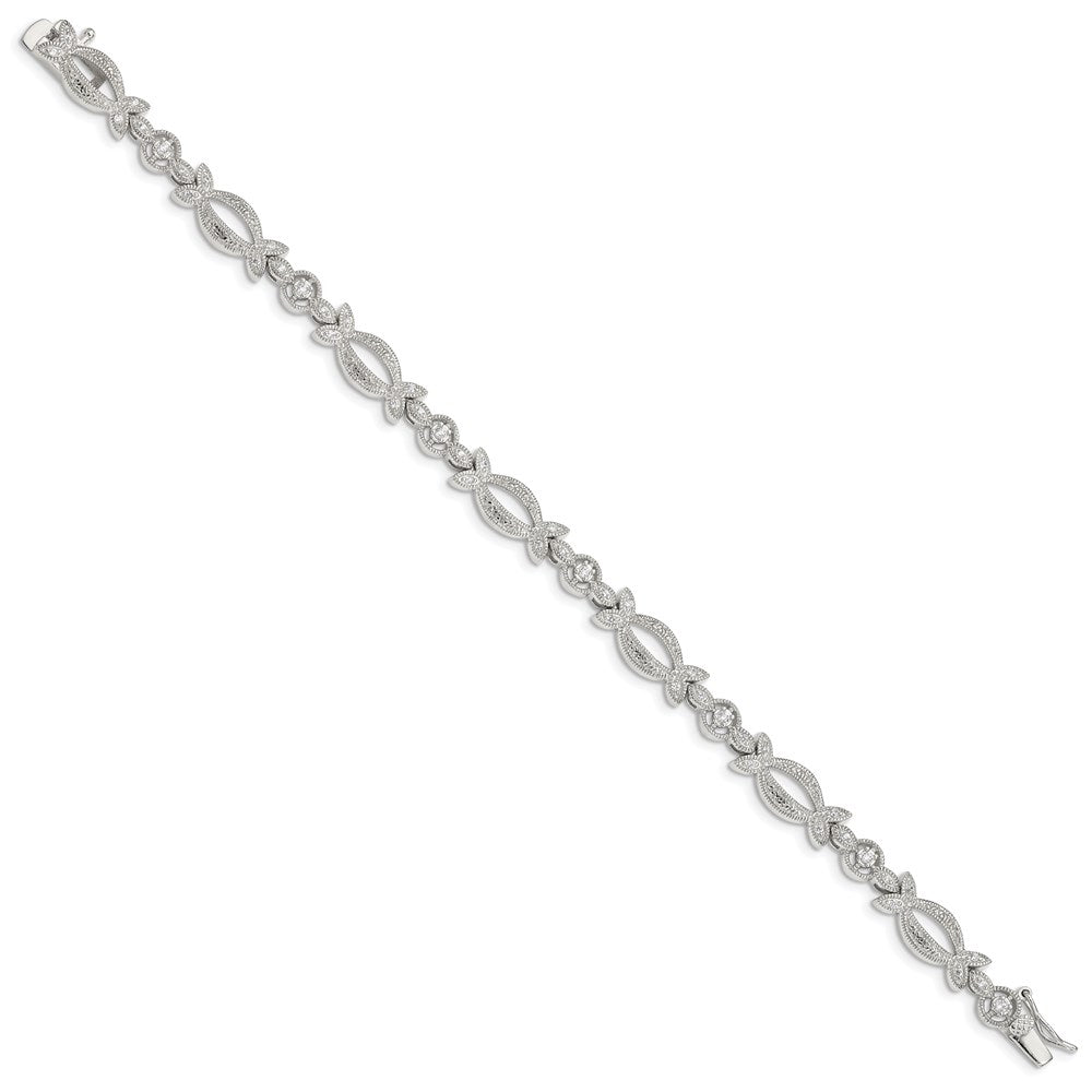 Buy Stylish Rhodium-Plated Sterling Silver Bracelet with CZ - Affordable Luxury!