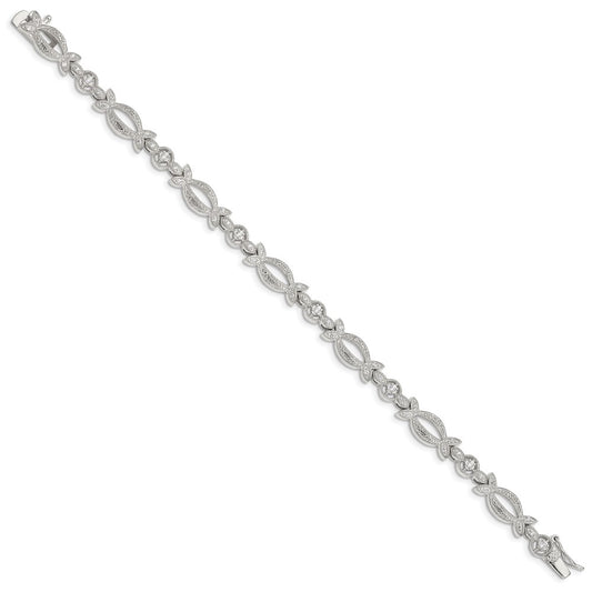 Buy Stylish Rhodium-Plated Sterling Silver Bracelet with CZ - Affordable Luxury!