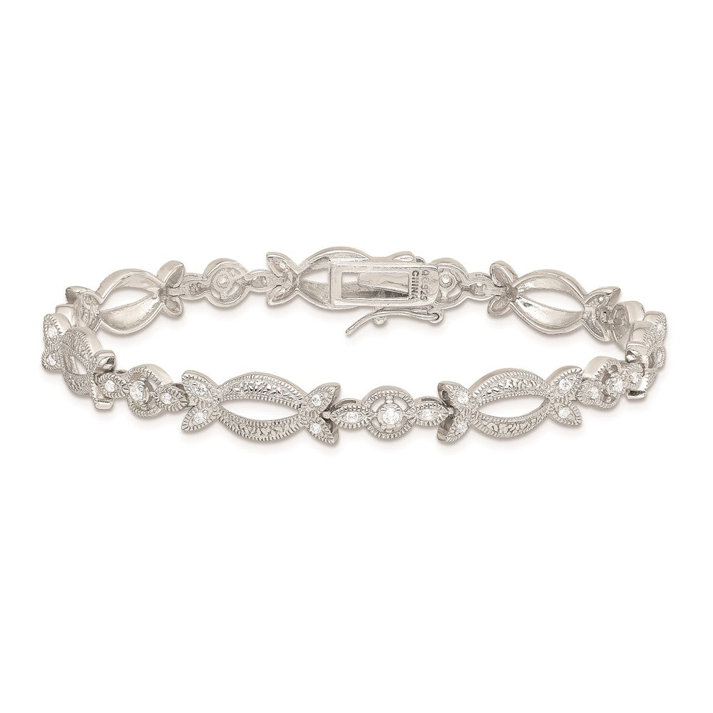 Buy Stylish Rhodium-Plated Sterling Silver Bracelet with CZ - Affordable Luxury!