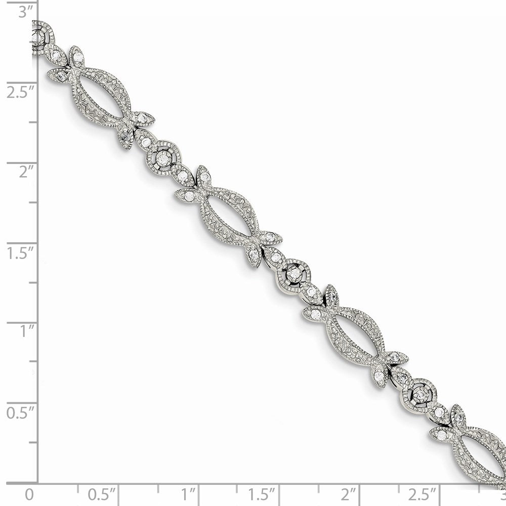 Buy Stylish Rhodium-Plated Sterling Silver Bracelet with CZ - Affordable Luxury!