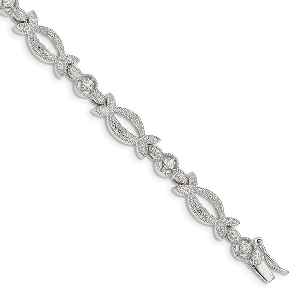 Rhodium-Plated Sterling Silver Bracelet with CZ