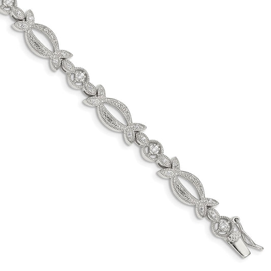 Buy Stylish Rhodium-Plated Sterling Silver Bracelet with CZ - Affordable Luxury!