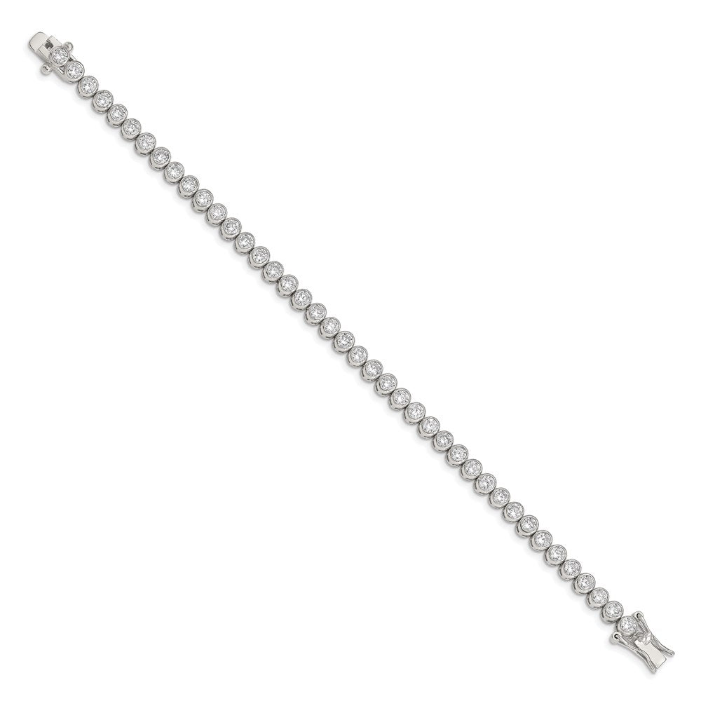 Shop Stylish 7-Inch Rhodium-Plated Sterling Silver Tennis Bracelet with CZ
