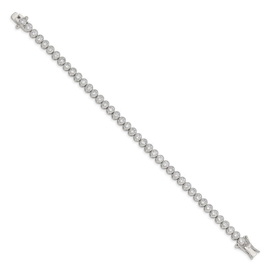 Shop Stylish 7-Inch Rhodium-Plated Sterling Silver Tennis Bracelet with CZ