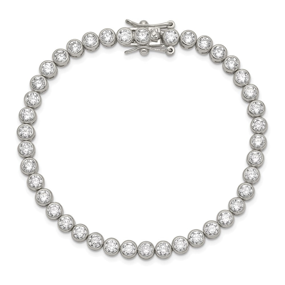 Shop Stylish 7-Inch Rhodium-Plated Sterling Silver Tennis Bracelet with CZ