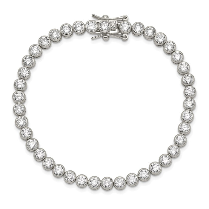 Shop Stylish 7-Inch Rhodium-Plated Sterling Silver Tennis Bracelet with CZ-4