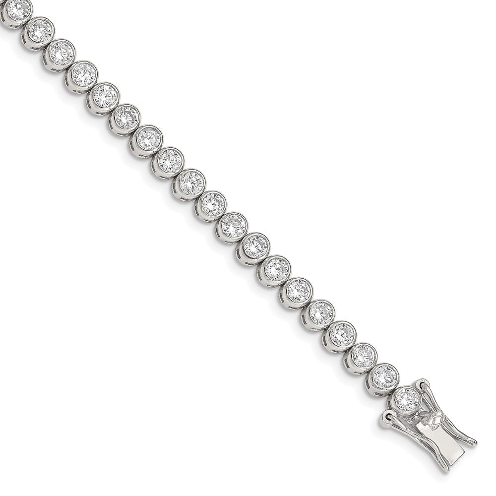 Shop Stylish 7-Inch Rhodium-Plated Sterling Silver Tennis Bracelet with CZ