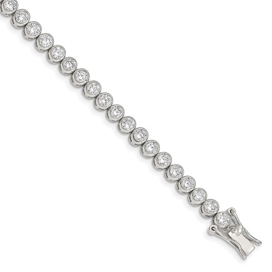 Shop Stylish 7-Inch Rhodium-Plated Sterling Silver Tennis Bracelet with CZ
