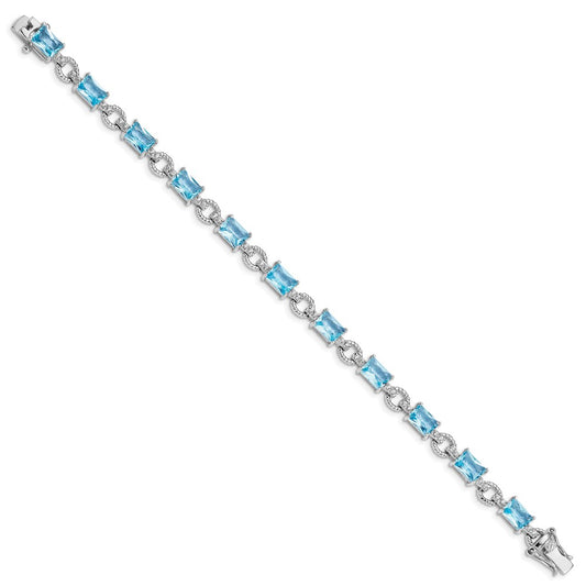 Shop Stylish Rhodium-Plated Sterling Silver Bracelet, 7.5in, with CZ Accents